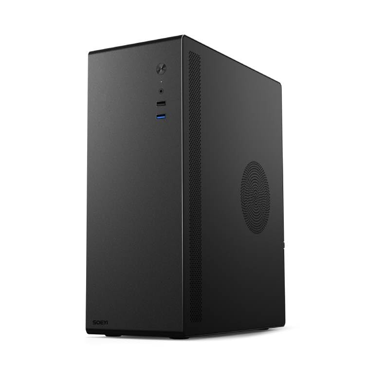 V100 M-ATX/ITX Computer Case,Multifunctional Pc Case, Business Case with Spcc Side Panel, Support 260mm VGA Card 120mm CPU Cooler (Black)