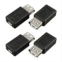 SJZBIN 4-Pack USB A Female to USB Micro Female Adapter, USB 2.0, Black