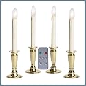 Celestial Lights Set of 4 Battery Operated Window Candles with Remote Control - (Shiny Brass)