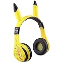 eKids Pokemon Kids Bluetooth Headphones, Wireless with Microphone, Includes Aux Cord, Volume Reduced, Foldable, Yellow