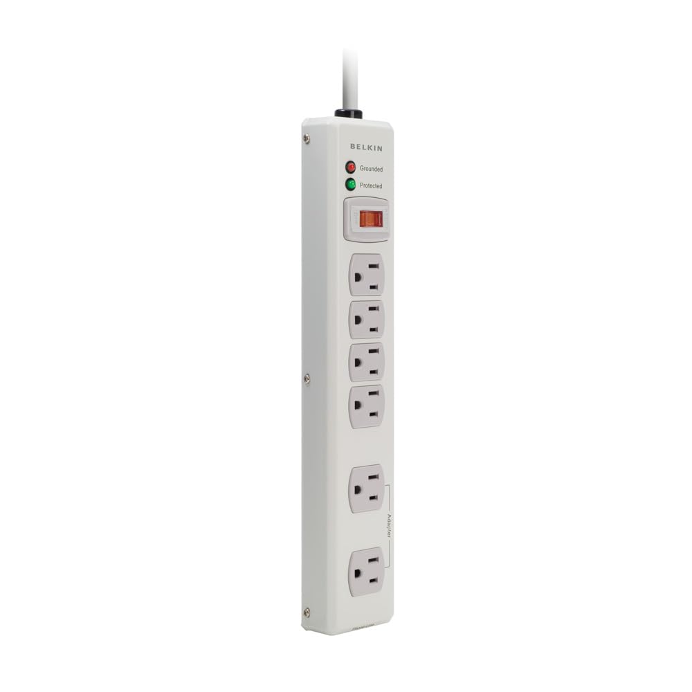 Belkin 6-Outlet Metal Power Strip Surge Protector, 6ft, Beige