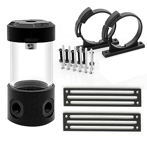 dracaena.io 200mm G1/4" Multi-Port PMMA Acrylic Water Cooling Reservoir, 55mm OD Cylinder Liquid Cooling Tank with Metal Covers for Custom PC Water