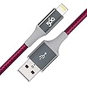 360 Electrical Habitat 4ft Premium Braided Charging Cable with Lightning Connector, Cranberry, MFi Certified, iPhone Cable Fast Charging, Ipad…