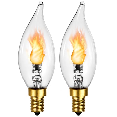 FoxFlame Flickering Light Bulbs, E12 Base, 2000K Warm, Patented Fire Effect