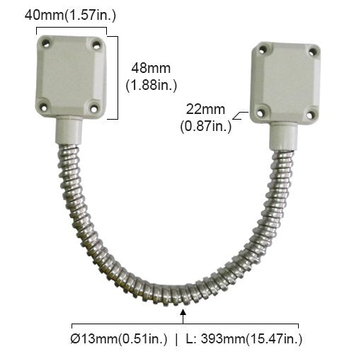 Visionis VIS-2000 Flexible Stainless Steel Armored Door Loop Zinc Plated with Nylon Ends for Security Access Control