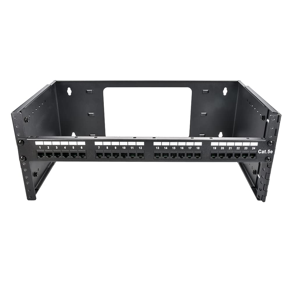 Beszin 4U Hinged Extendable Wall Mount Bracket, Max 13.5" Depth, Collapsible Network Equipment Rack Black (4U)