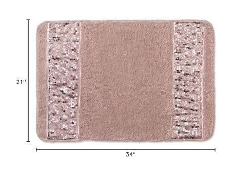 Popular Bath Accessories Set Sinatra Modern Classic Luxury Contemporary Pink Mat Unique Design Stylish Bathroom Rug Bath Shower Tub Decor Bling Blush…