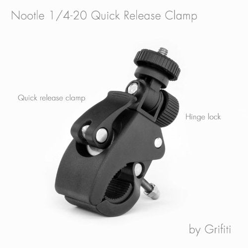 GRIFITI Nootle Quick Release Pipe Clamp 1/4 20 Thread Camera & Nootle Mount for Tripod Music Microphone Pole Stands Any Pipe Bar 1.5 in Handlebar