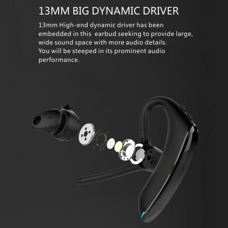 Wireless Earphone Ear-Hook Headphone Boom Mic Compatible with Consumer Cellular Iris Flip, Handsfree Single Headset Over The Ear Earbud