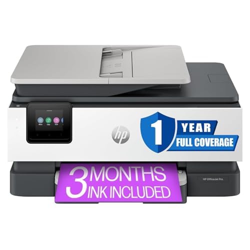 HP OfficeJet Pro 8135e Wireless All-in-One Color Inkjet Printer, Print, Scan, Copy, Fax, ADF, Duplex Printing, Best-for-Home Office, 3 Months