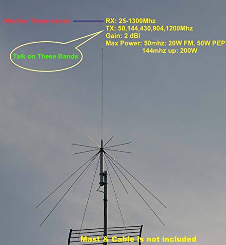 Harvest Wireless D130 25-1300MHz Discone Wide Band Base Antenna