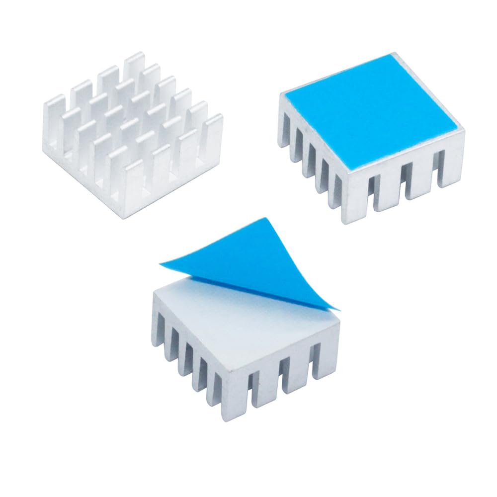 20pcs Aluminum Heatsink 0.59x0.59x0.31inch / 15x15x8mm Heat Sink with Thermal Conductive Adhesive Tape for Raspberry pi Electronic Chip RAM IC