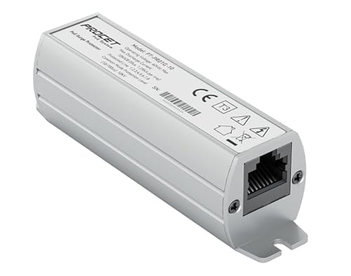 PROCET Ethernet Surge Protector Gigabit - 20KV Industrial Lightning Arrestor for -40°F to 185°F, 120Wmax 10 Gbps PoE++ RJ45 Surge Protector, Gas