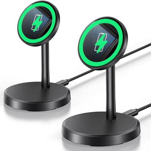 Xiauodo Magnetic Wireless Charger iPhone, 2 Pack 15W Fast Mag-Safe Charger Stand for iPhone 17/17 Air/17 Pro/17 Pro Max 16/15/14/13/12 Series