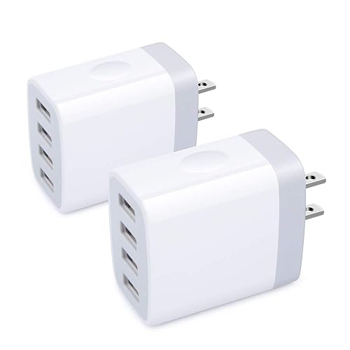 USB Wall Charger,Sicodo 4 Ports Charger Cube 2 Pack 4.8Amp USB Adapter Power Plug Charging Station Box Compatible with iPhone