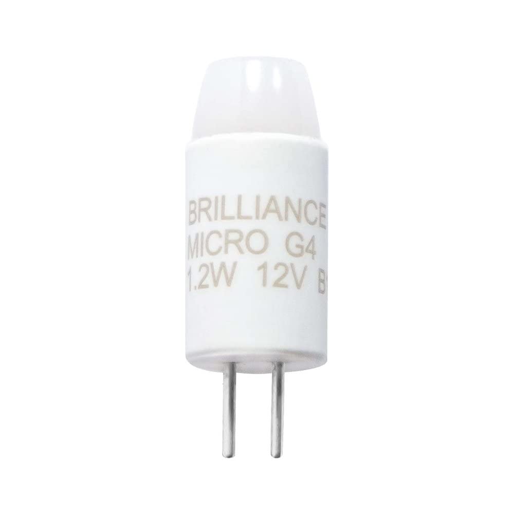 Brilliance Micro G4 Bi-Pin Low Voltage 12V LED Landscape Lighting Replacement Lamp Bulb, 1.2 Watt, 2700K Warm White, Dimmable 95 Lumens, Replaces 10W