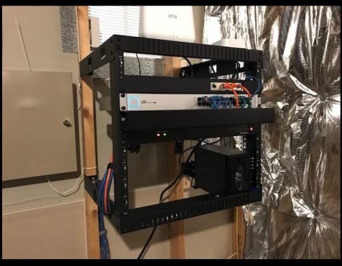 Kenuco Black 12U Wall Mount Open Frame Steel Network Equipment Rack 17.75 Inch Deep - Black - 12U Deep - W19'' x D17.75'' x H24.5'' (REG-12U)