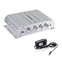 Sundeer 2.1 Channel Mini Amplifier 20W+20W+40W Hi-Fi Power Amplifier with 12V 2A Power Supply, Subwoofer Amp Stereo Bass Treble RCA Input Audio for CD