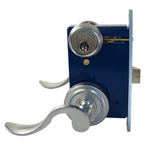 Marks 9225AC/26D-LHR Satin Chrome 26D Left Hand Reverse Lever Rose Double Cylinder Iron Gate Ornamental Mortise Lock Set with 2-1/2" Backset