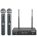 Phenyx Pro Wireless Microphone System, Dual Wireless Mics,w/ 2 Handhelds, Auto Scan,2x100 UHF Frequencies,328ft Range,Dynamic Microphone for Singing