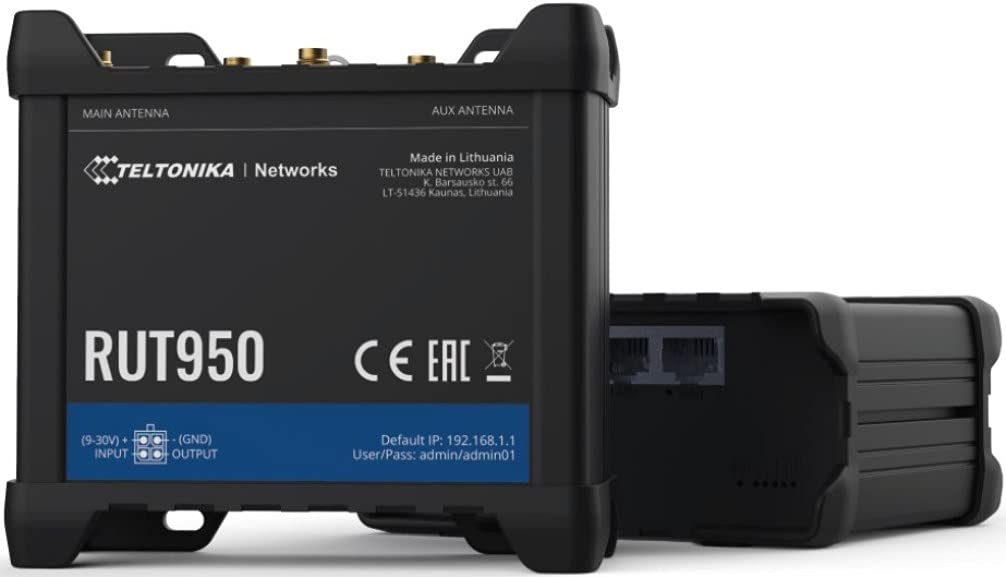Teltonika RUT950K02400 Model RUT950 Industrial 4G LTE Wi-Fi WAN Cellular Router for Verizon, Automatic Switch to Available Backup Connection; Wireless