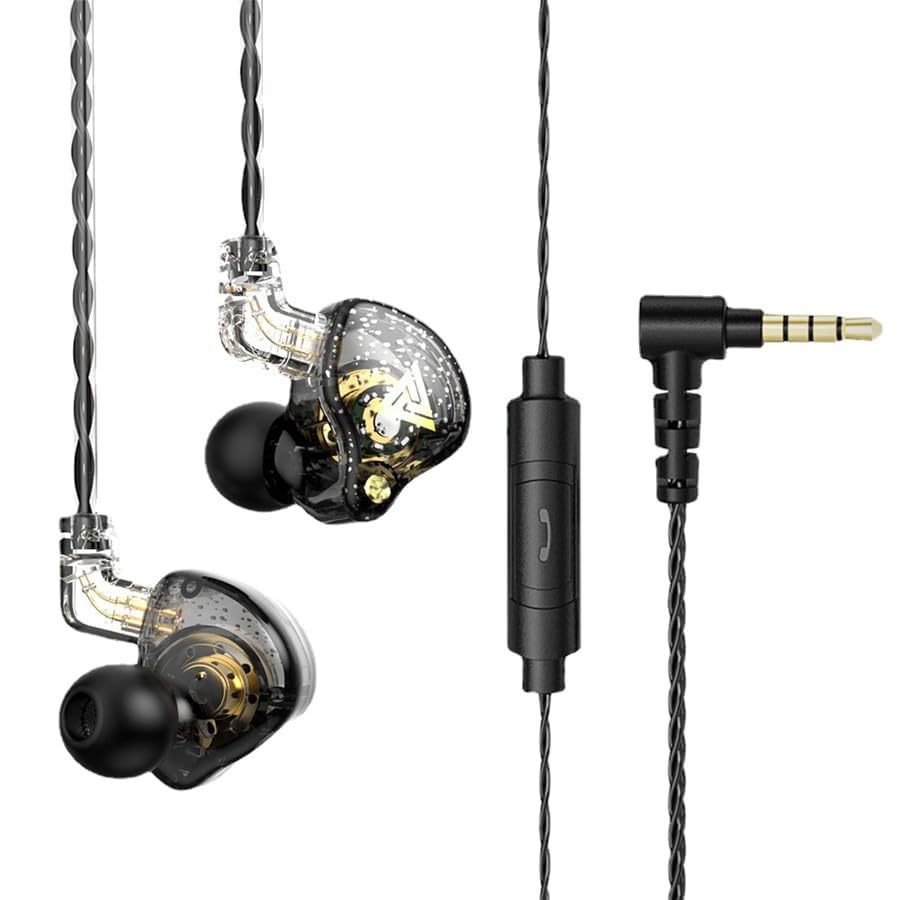 CNWUJASS QKZ AK6 PRO Wired Earphone, 11mm Strong Magnetic Dynamic Headphone, Sports Running Earbuds, in Ear DJ Music Headset with Microphone (Black)