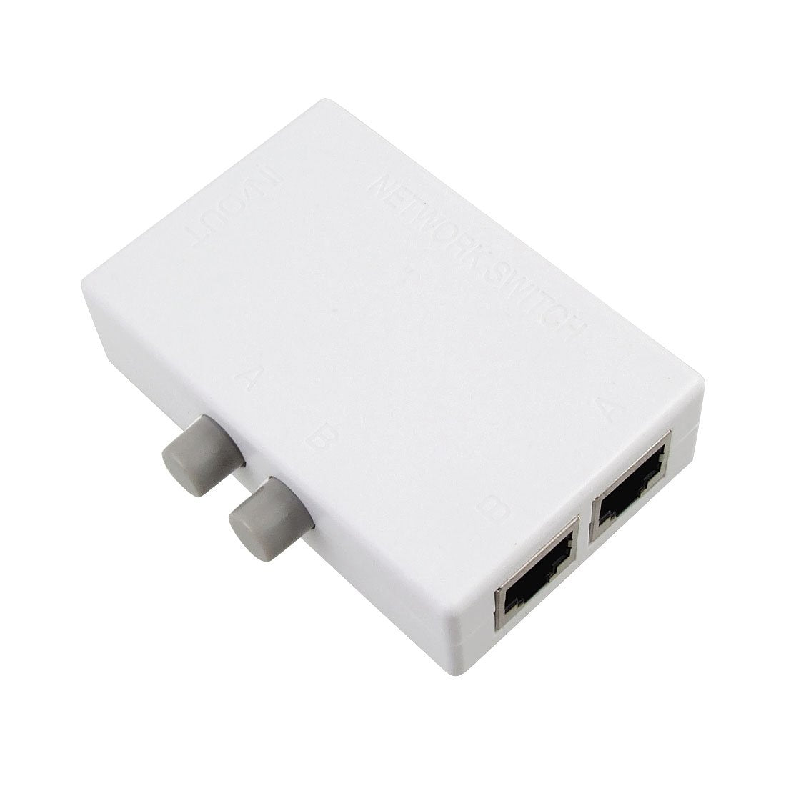 uxcell Plastic Push Button RJ45 2 Ports Network Switch Hub White for PC Gray