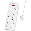 HITRENDS Surge Protector Power Strip 6 Outlets with 6 USB Charging Ports, USB Extension Cord, 1625W/13A Multiplug for Multiple Devices Smartphone
