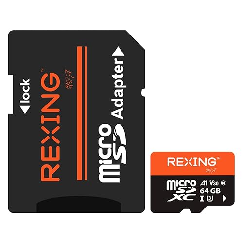 RexingUSA 64GB microSDXC UHS-3 4K Full HD Video High Speed Transfer Monitoring SD Card with Adapter for Dash Cams, Surveillance System, Security