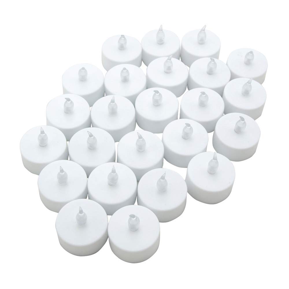 WZCHEN Realistic Bright Flameless LED Tea Light Candles, Bright, Flickering, Battery Powered Fake Candles, Unscented Tea Lights, Pack of 24