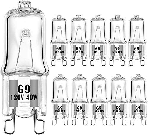 YBEK G9 Halogen Bulb 120V 40W T4 Type 2 Pin Base for Range Hood Lights, Bathroom Light Bulbs, Microwave Ovens Candle Warmer Light Bulbs, Dimmable Warm