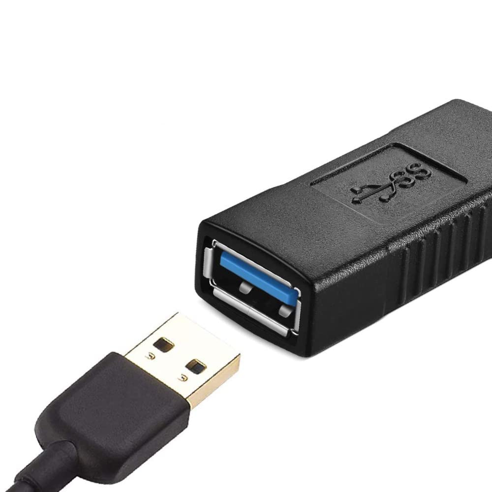 2pcs JacobsParts USB 3.0 Type A Female to Female Extension Connector Adapter F/F (Black)