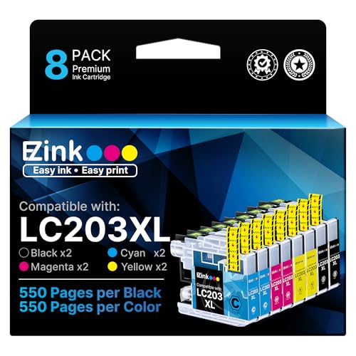 E-Z Ink LC203XL Compatible for Brother LC203 LC201 Ink Cartridges 8 Pack