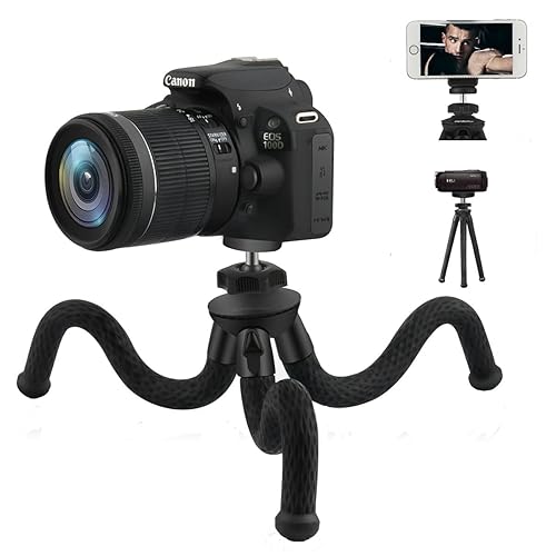 Camera Tripod,Patekfly 12 Inch Flexible Camera Tripod for Canon/Nikon/Sony DSLR Cam/Action Cam, Tripod Stand with Cell Phone Holder Clip for Cell