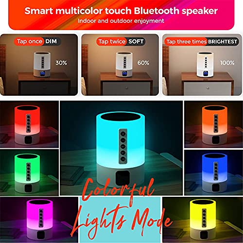 Night Lights Bluetooth Speaker, Hompot Touch Sensor LED Bedside Lamp + Dimmable Warm Light & Color Changing, Bedroom Alarm Clock, MP3 Music Player