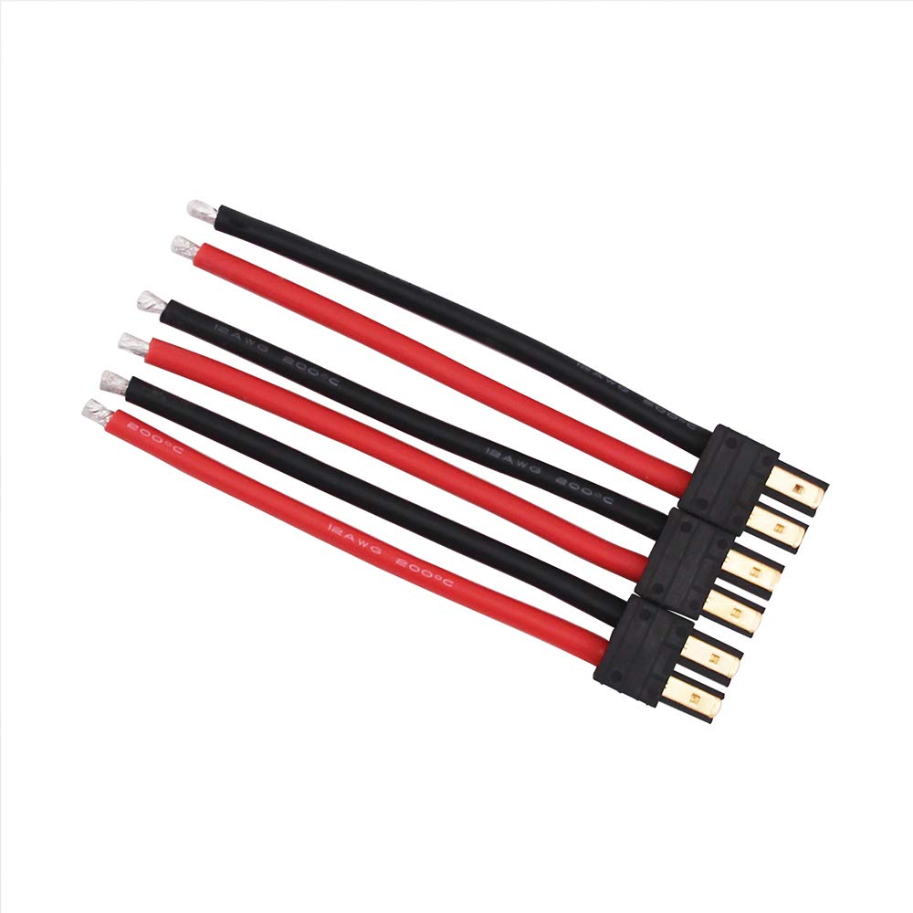 BDHI 3pcs Compatible with TRX Male Connectors 10cm 12awg Wire for Turnigy/Zippy(B140-3)