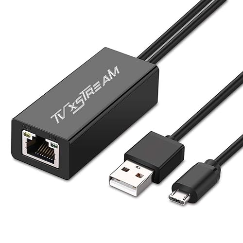 USB Ethernet Adapter (Grey) for Firesticks (Gen 2 and 4K Versions) Chromecast with Micro not Type C Connection, USB to RJ45 Ethernet Adapter USB Power