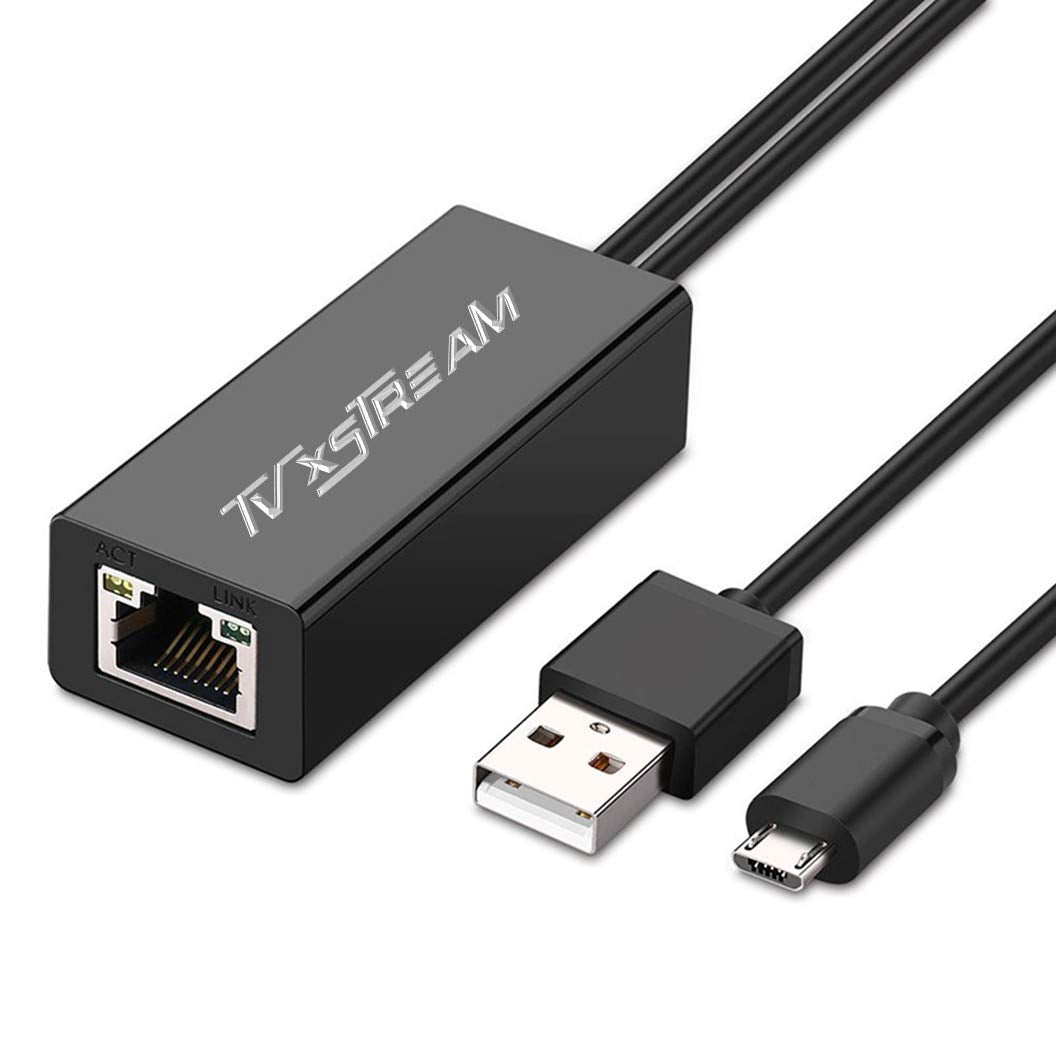 USB Ethernet Adapter (Grey) for Firesticks (Gen 2 and 4K Versions) Chromecast with Micro not Type C Connection, USB to RJ45 Ethernet Adapter USB Power