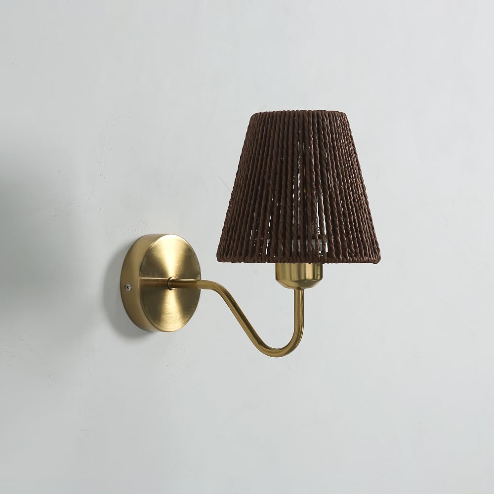 LZPZRUI Rustic Wall Lamp Set of Two Indoor Farmhouse Vanity Lighting Fixtures (Conical-Brown)