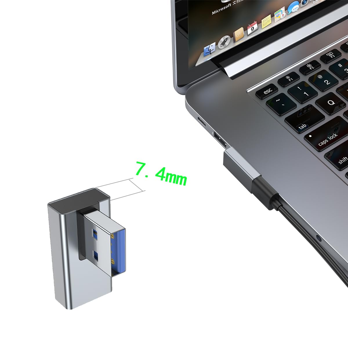 ZJKJHJY USB 3.0 Adapter, 90 Degree Right Angle Design, Supports 5Gbps Data Transfer Speed, 15W Fast Charging, Compatible with Laptop, Speaker…