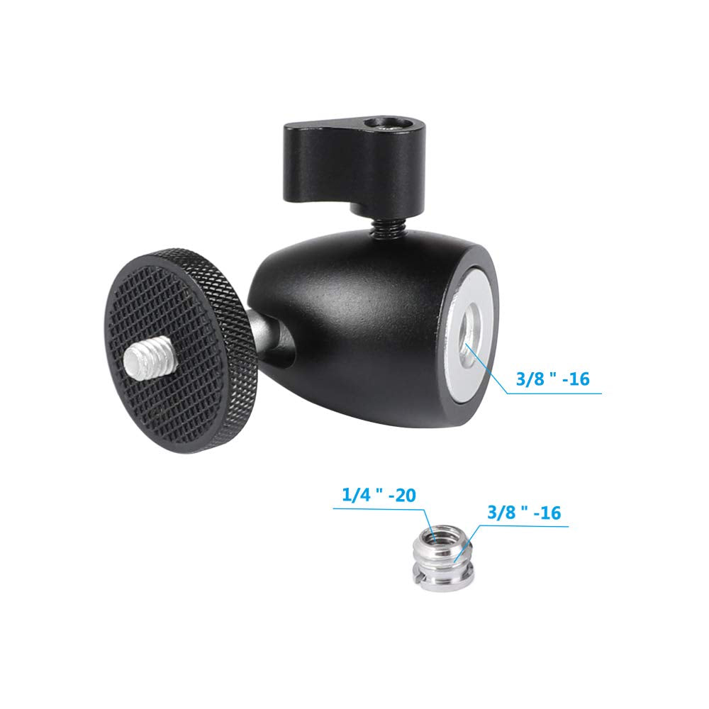 Kayulin Mini Ball Head with 1/4 inch Screw for Monopod Tripod Light Stand