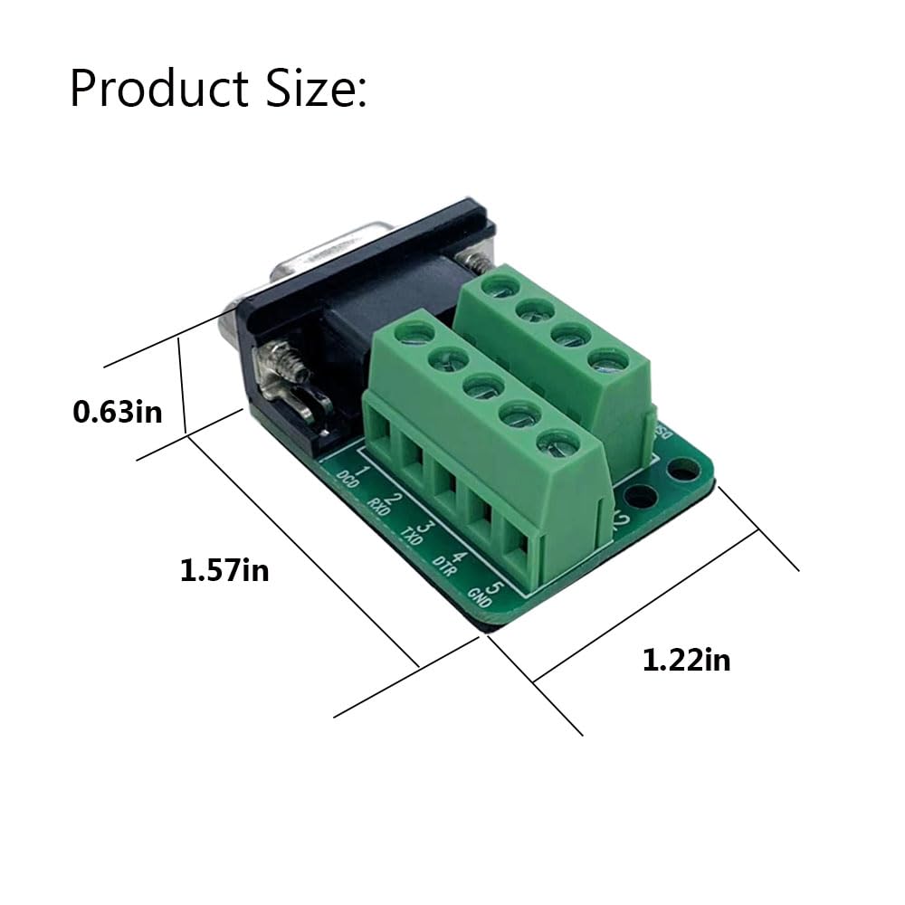 Willwewon DB9 D-SUB 9pin Breakout Adapter Plate Connector,RS232 Serial to Terminal Board Signal Module(Male x 5, Female x 5)