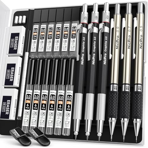 Nicpro 6PCS Art Mechanical Pencil Set