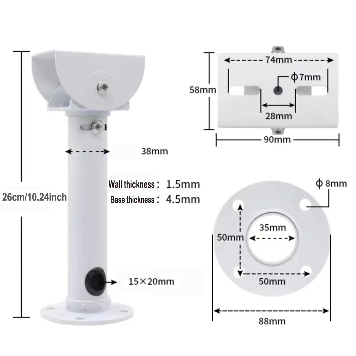 PCUORLEORS Surveillance Security Camera Mount Bracket, Adjustable Universal Camera Wall Bracket for CCTV Security Cameras/IP Cameras/Dome Camera