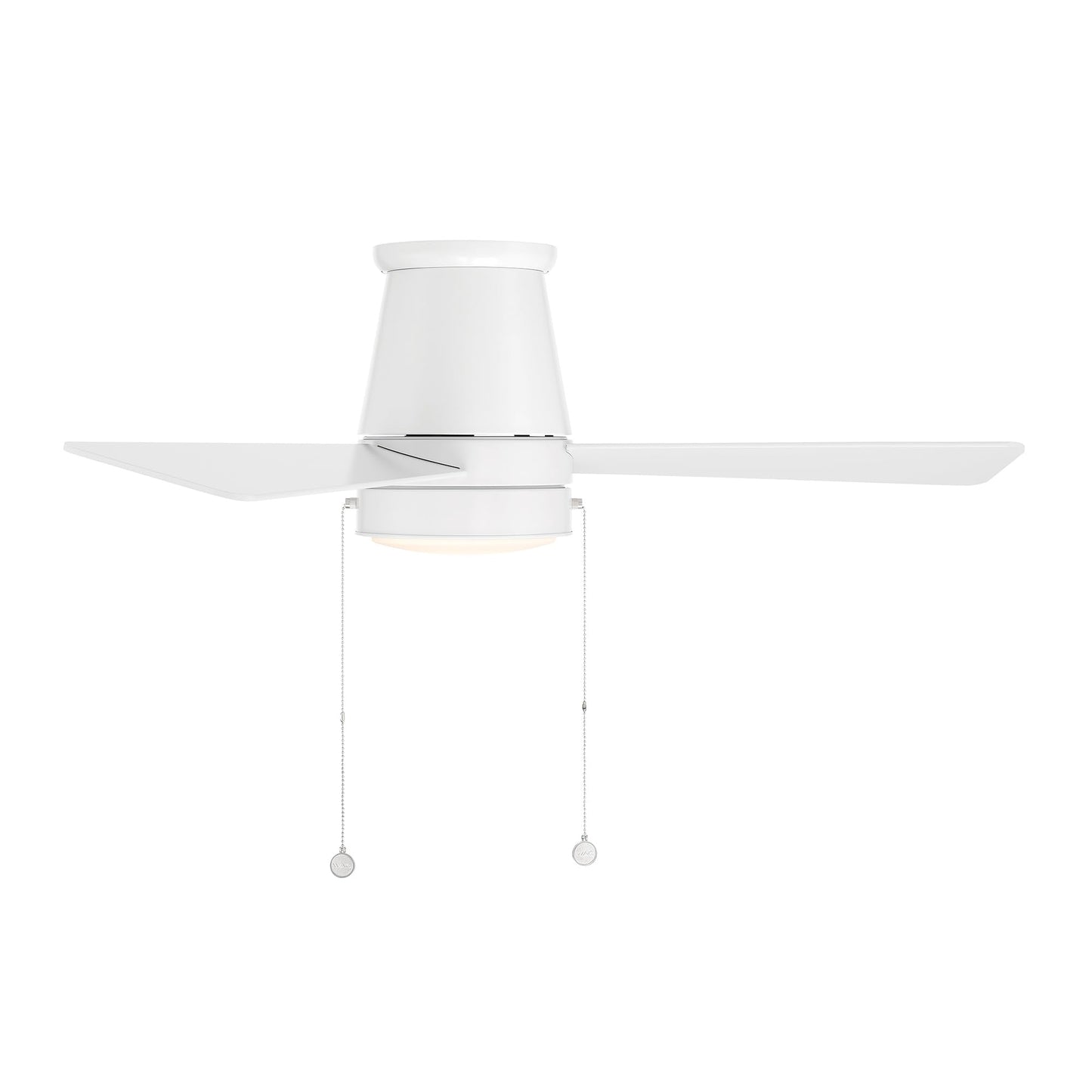 WAC Lighting Hug Indoor or Outdoor 3-Blade 42in Pull Chain Flush Mount Ceiling Fan in Matte White with Adjustable CCT 2700-3000-4000-5000K Dimmable