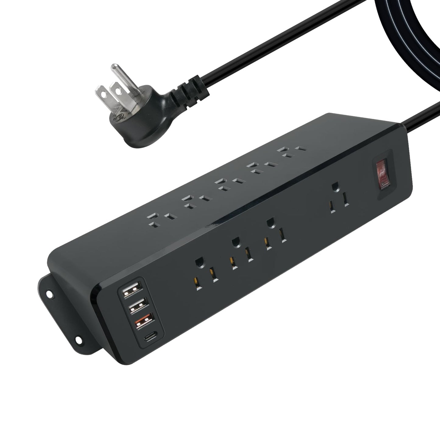 9 Outlets Wall Mount Power Strip with USB C HdcTek Double Side Outlet Extender Fast Charge USB-A Ports & 1 PD USB-C Port Flat Plug Mountable Desk