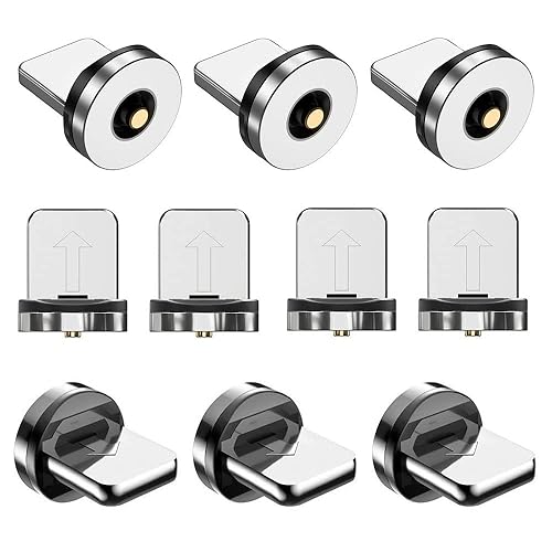 Magnetic Charging Tips lPhone 10pcs,1Pin 360° Rotate Connector Adapters for iOS-Lightlng Ports Series,Just Plugs