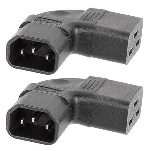 Tekit 2-Pack PDU UPS C14 to C19 Power Converter Travel Plug Adapter, IEC 320 C14 to Right Angle C19 Electrical Adapter,Elbow Plug C14 to C19 IEC…