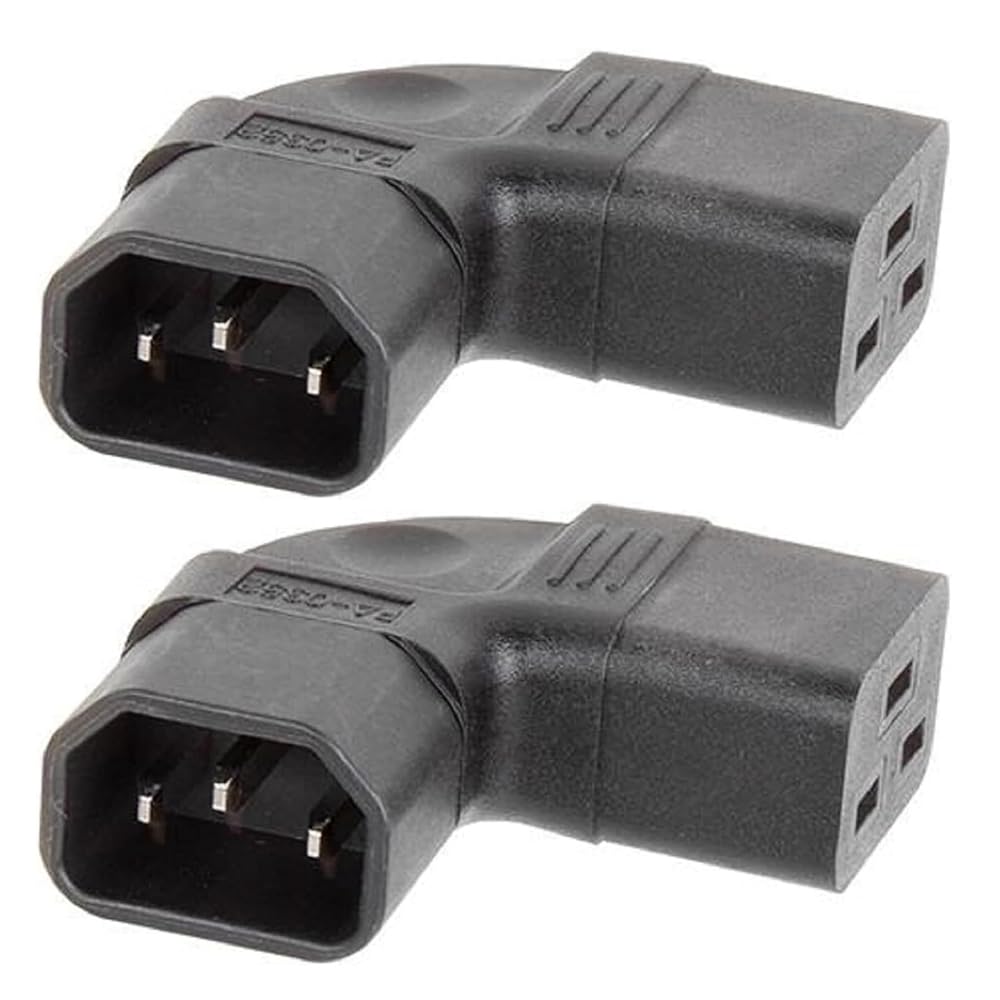 Tekit 2-Pack PDU UPS C14 to C19 Power Converter Travel Plug Adapter, IEC 320 C14 to Right Angle C19 Electrical Adapter,Elbow Plug C14 to C19 IEC…