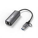 UPTab USB-C & USB-A to 5Gbps Ethernet Adapter, USB 3.2 RJ45 Network Adapter with Realtek RTL8157, Plug and Play, Compatible with Windows, macOS